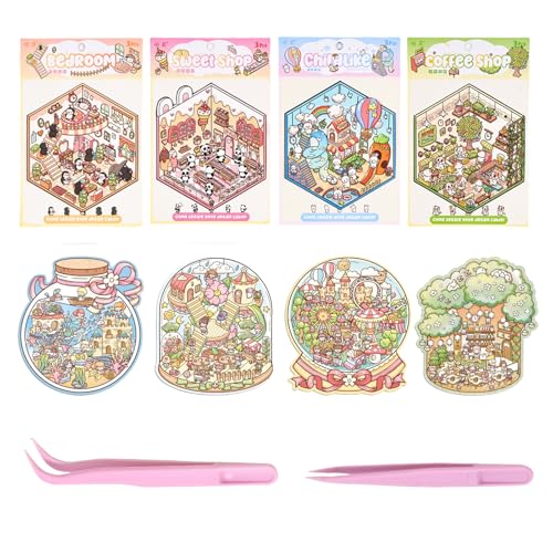 Cosmeria Scene DIY 3D Stickers Mit 500+ Aufklebern, sticker therapy Miniatur-Szenen-Aufkleber Für Erwachsene Und Kinder, Wiederverwendbare DIY 3D Stickers von Cosmeria