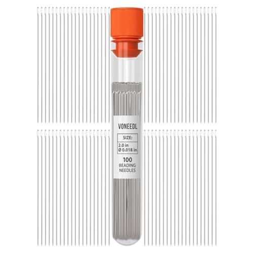 Cosmin 100 Gerade, Feine Perlennadeln, Größe 10-0,45 mm (0,018), Praktische Aufbewahrungsröhre - Perfekt für Perlenstickereien zum Selbermachen von Cosmin