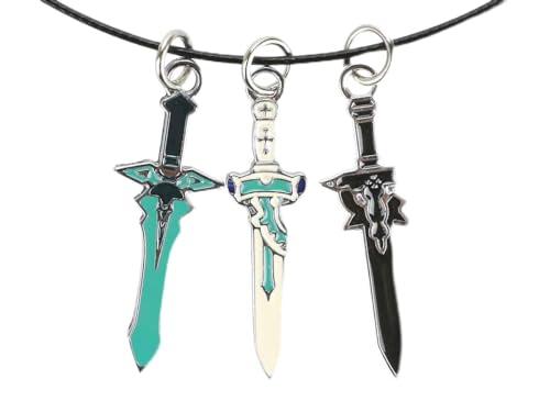 CosplayStudio Sword Art Online Schwert Anhänger Halskette | Metall | Dark Repulser, Elucidator, Lambent Light von CosplayStudio