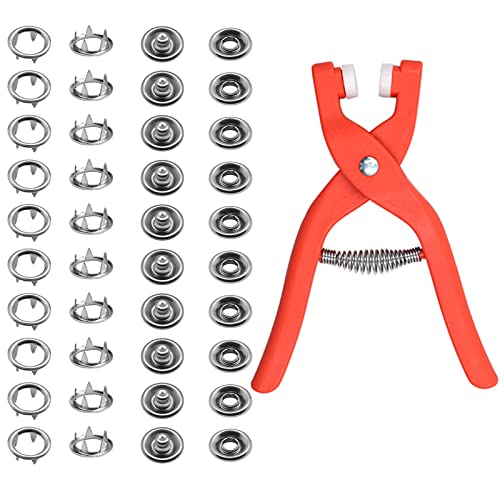 100 Stück Druckknöpfe Sets mit Zange,Φ9.5mm Metall Druckknöpfe Jersey Druckknöpfe Nähzubehör Buttons Knöpfe Jersey Snaps für DIY Basteln Kinderbekleidung Kleidung Taschen von Cosswe