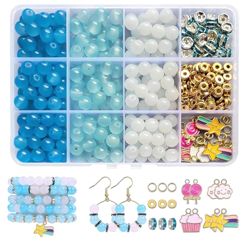 135 Stück Perlen für Armbänder,Bunte Perlen zum Auffädeln 8mm Runde Edelstein Perlen Armbänder Selber Machen Perlen Glasperlen mit Aufbewahrungsbox für DIY Armband Halskette Schmuckherstellung 135 Stück Perlen für Armbänder,Bunte Perlen zum Auffädeln 8mm Runde Edelstein Perlen Armbänder Selber Machen Perlen Glasperlen mit Aufbewahrungsbox für DIY Armband Halskette Schmuckherstellung von Cosswe