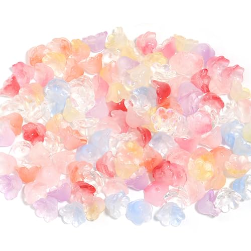 200 Stück Blumen Glasperlen Set Glasperlen zum Auffädeln Perlen Blumen Basteln Blütenkelche Perlen Kristallperlen Blumen Perlen für Armbänder Halsketten Ohrringe von Cosswe