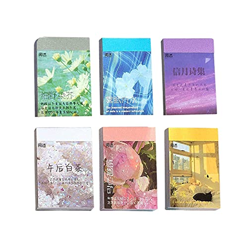 300 Stück Washi Aufkleber Set für Journaling Scrapbooking,6 Set Natur Frische Literarischer Stil Aufkleber Vinyl Aufkleber DIY dekorative Aufkleber Aesthetic Sticker für Tagebuch DIY Kunst von Cosswe