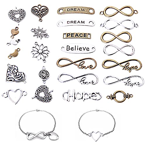 50 Stück Schmuckverbinder,Legierung Unendlichkeit Symbol Anhanger Verbinder Gemischte Metallanhänger Schmuck Verbinder Basteln zum DIY Basteln Charms Anhänger Halskette Armband Making Zubehör von Cosswe