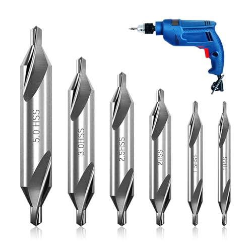 6 Stück HSS Zentrierbohrer Metall Set,60 Grad HSS Zentrierbohrer,Holzdrehbank Zubehör,Zentrierbohrer Metall Set（1/1.5/2/2.5/3/5mm） von Cosswe