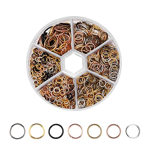 970 Stück offene Biegeringe in 7 verschiedenen Farben, runde Biegeringe aus Edelstahl, offene Ringe, Schmuck, Spaltringe, für selbstgemachte Ohrringe, Halsketten (4/5/6/7/8/10 mm) von Cosswe