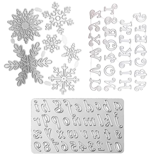 Buchstaben Zahlen Schnee Stanzschablone Weihnachten Schneeflocken Stanzformen Alphabet Stanzformen Schablonen für Weihnachten DIY Scrapbooking Papier Karten Foto Album Kunst Basteln von Cosswe
