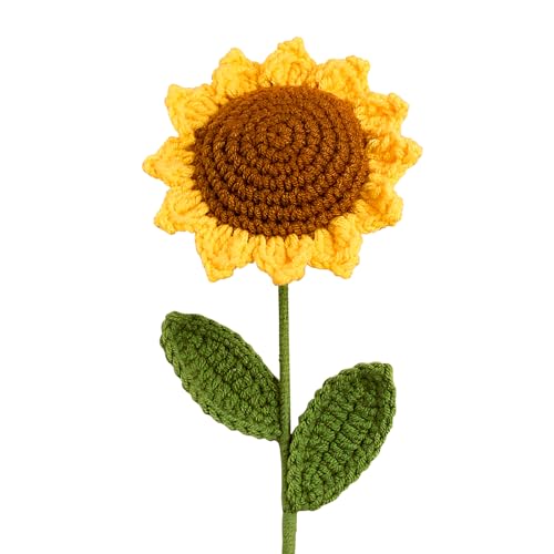 Cosswe Häkelblumen Sonnenblumen Handgemachte Gestrickte Sonnenblumen Gestrickte Künstliche Wollsonnenblumen Kunstpflanze Geschenk für Frauentag Muttertag Hochzeitsstrauß Jahrestag Abschlussfeier von Cosswe
