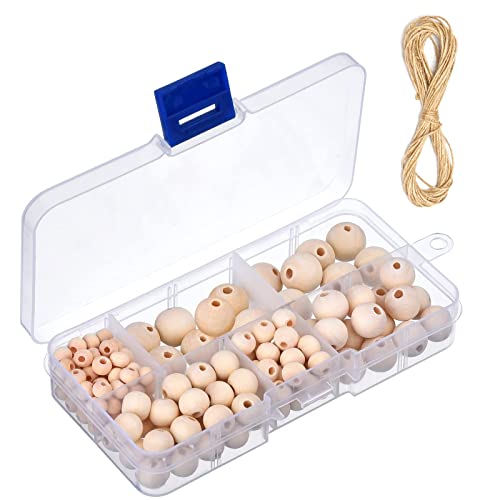 Cosswe Holzperlen Natur,150 Stück Holzperlen zum Auffädeln Set mit Box Holzkugeln Runde Holz Perlen mit 1 Rolle mit Bastelseilen für DIY Basteln Schmuck Makramee Cosswe Holzperlen Natur,150 Stück Holzperlen zum Auffädeln Set mit Box Holzkugeln Runde Holz Perlen mit 1 Rolle mit Bastelseilen für DIY Basteln Schmuck Makramee von Cosswe