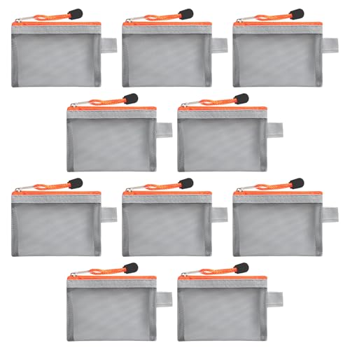 Mesh Reißverschluss Beutel 10 Stück Kleine Netztasche mit Reißverschluss Tragbare Reise-Reißverschlusstaschen Transparent Nylon Netzstoff Stifttasche Kulturbeutel für Rechnung, Datei, Kosmetik, Bürobe von Cosswe
