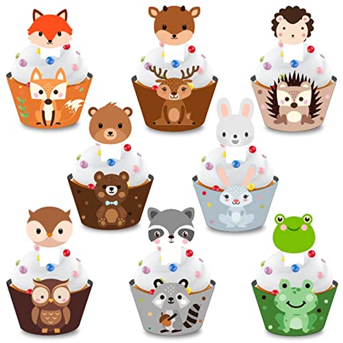 Waldtiere Kuchen Deko, 48 Stück Kuchendeckel Tier Cupcake Toppers Wrapper Cake Topper Tortendeko für Kinder Baby Party Geburtstag Dekoration Waldtiere Kuchen Deko, 48 Stück Kuchendeckel Tier Cupcake Toppers Wrapper Cake Topper Tortendeko für Kinder Baby Party Geburtstag Dekoration von Cosswe