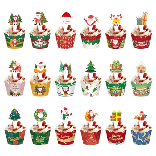 Weihnachten Cupcake Topper und Wrapper,36 Stück Schneemann Weihnachtsmann Weihnachtsbaum Weihnachtskranz Cupcake Deko Weihnachten Tortendekoration Kuchendekoration für Weihnachten Party Weihnachten Cupcake Topper und Wrapper,36 Stück Schneemann Weihnachtsmann Weihnachtsbaum Weihnachtskranz Cupcake Deko Weihnachten Tortendekoration Kuchendekoration für Weihnachten Party von Cosswe