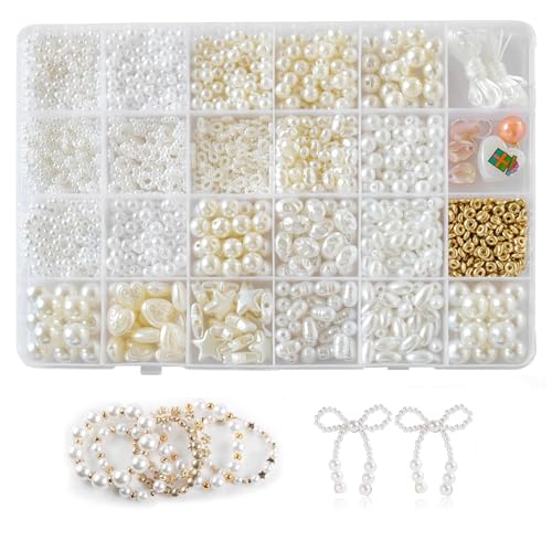 Weiße Perlen Set, Armbänder Selber Machen Perlen zum Auffädeln Weiße Perlen, Armband Set Selber Machen Geschenke für Mädchen Armbänder Charm Kit für DIY Armband Schmuckherstellung Weiße Perlen Set, Armbänder Selber Machen Perlen zum Auffädeln Weiße Perlen, Armband Set Selber Machen Geschenke für Mädchen Armbänder Charm Kit für DIY Armband Schmuckherstellung von Cosswe