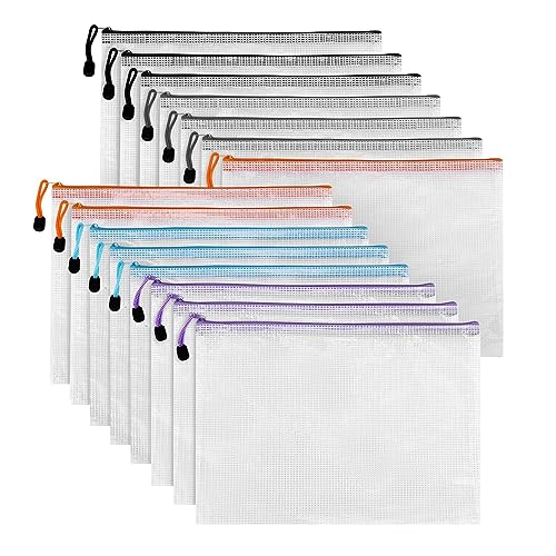 CosyCaya 15 Stücke A4 Zipper Tasche, Dokumententasche mit Reißverschluss, Mesh Kunststoff Reißverschlusstasche, Dokumententasche A4 wasserdichte Dokumententasche Reissverschluss für Datei, Kosmetika CosyCaya 15 Stücke A4 Zipper Tasche, Dokumententasche mit Reißverschluss, Mesh Kunststoff Reißverschlusstasche, Dokumententasche A4 wasserdichte Dokumententasche Reissverschluss für Datei, Kosmetika von CosyCaya