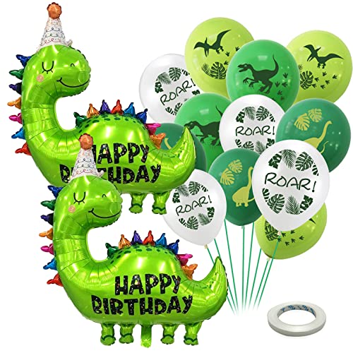 Dino Luftballon, 14 Pcs Niedlich Dino Folienballon Mit Dinosaurier Latex Ballons Happy Birthday Ballons für Kinder Geburtstag Baby Dusche Party Dekorationen von Cosysparks