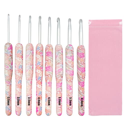 Häkelnadel set anfänger, 8 Stück ergonomische häkelnadel Kunststoffgriff häckelnadelnset für anfänger Strickwerkzeuge aluminium häkelnadeln set für Erwachsene mit Tasche (Rosa) Häkelnadel set anfänger, 8 Stück ergonomische häkelnadel Kunststoffgriff häckelnadelnset für anfänger Strickwerkzeuge aluminium häkelnadeln set für Erwachsene mit Tasche (Rosa) von Cosysparks