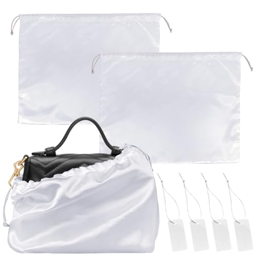 Staubbeutel für handtaschen, 2-Pack Schuhtasche Kordelzugbeutel Große Seide dtaubbeutel für handtasche Weich handtaschen aufbewahrung für Handtaschen Geldbörsen Schuhe Stiefel (Weiß 19,7 * 15,7in) von Cosysparks