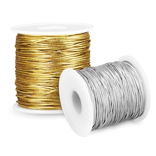 2 Rolle Kordel, 1MM Gold und Silber Metallic Schnur, DIY Bastelschnur für Basteln, Geschenkverpackung, Hochzeit, Weihnachts Dekoration, Craft Cord, 50m/Rollen 2 Rolle Kordel, 1MM Gold und Silber Metallic Schnur, DIY Bastelschnur für Basteln, Geschenkverpackung, Hochzeit, Weihnachts Dekoration, Craft Cord, 50m/Rollen von Cotepi