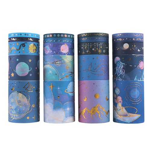 Cotrida 20 Rollen Gold Folie Galaxy Washi Tape Set, Himmlische Sternmuster Skinny Masking Tape, Dekoratives Klebeband für Kunst, DIY Handwerk, Journals, Planer, Scrapbook, Wrapping Cotrida 20 Rollen Gold Folie Galaxy Washi Tape Set, Himmlische Sternmuster Skinny Masking Tape, Dekoratives Klebeband für Kunst, DIY Handwerk, Journals, Planer, Scrapbook, Wrapping von Cotrida