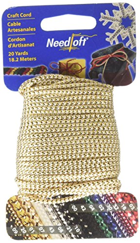 needloft Neuheit Craft Kordel, 2–20-Yard Karten, Metallic Weiß & Gold von Needloft Craft