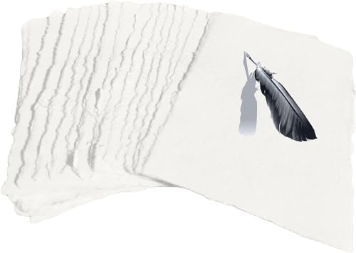Handgefertigtes Baumwollpapier mit Büttenrand, recycelte Baumwolle, gemischte Medien, Kartenmaterial für Postkarten, Einladungen, Basteln und Ankündigungen (150 g/m², 10,2 x 15,2 cm, A6", 50 Stück) von Cotton Papers