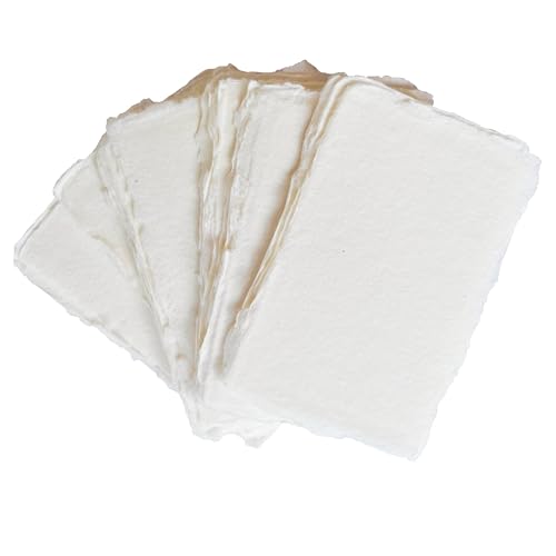 Handgefertigtes Baumwollpapier mit Büttenrand, recycelte Baumwolle, gemischte Medienkarte, für Tischkarten, Tischkarten, Gelübdekarten, Visitenkarten (150 g/m², 5,1 x 7,6 cm, "A8", 50 Stück) von Cotton Papers