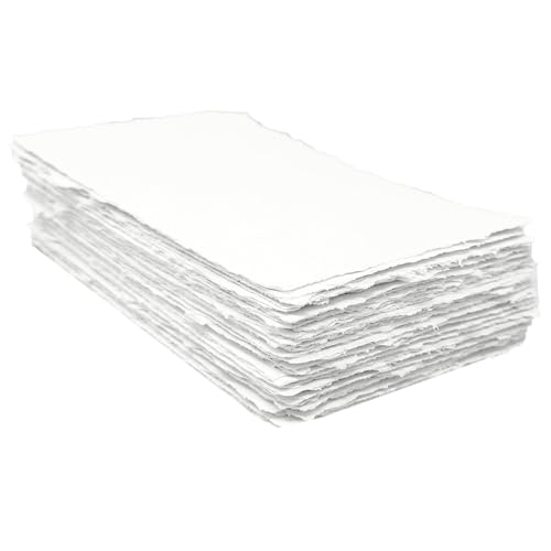 Handgefertigtes Büttenpapier, 10,2 x 22,9 cm, Hochzeitseinladungen und Babyparty-Karton, Baumwolle und Flickenpapier, kalligraphiefreundlich, 150 g/m² Blanko-Karten, 50 Stück von Cotton Papers