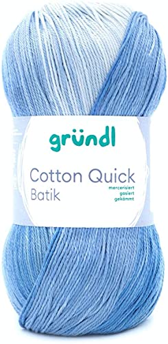 Max Gründl, Cotton Quick Batik Garn, Wolle, 100% Baumwolle (mercerisiert, gasiert) (1 Knäuel, hellblau-mittelblau-dunkelblau) von Cotton Quick