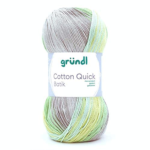 Max Gründl, Cotton Quick Batik Garn, Wolle, 100% Baumwolle (mercerisiert, gasiert) (1 Knäuel, natur-türkis-gelb-grün) von Cotton Quick