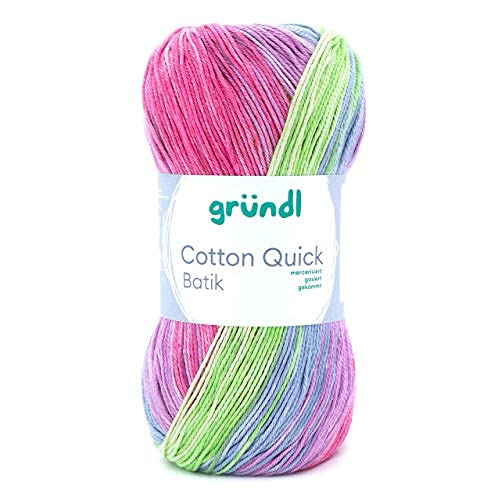 Max Gründl, Cotton Quick Batik Garn, Wolle, 100% Baumwolle (mercerisiert, gasiert) (1 Knäuel, orange-grün-blau-violett) von Cotton Quick