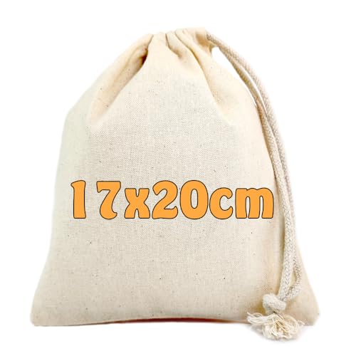 Cottonbagjoe 100 Baumwollbeutel | 17 x 20 cm | Stoffbeutel mit Kordelzug | Adventskalendersäckchen | Lunchsack Kosmetikbeutel | Schmucksäckchen | Zuziehbeutel von Cottonbagjoe