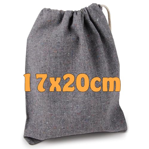 Cottonbagjoe 100 Beutel aus recycelter Baumwolle | 17 x 20 cm | Stoffbeutel mit Kordelzug | Adventskalendersäckchen | Lunchsack Kosmetikbeutel | Schmucksäckchen | Zuziehbeutel von Cottonbagjoe