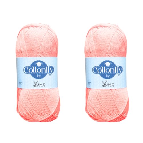 Cottonify Ne 6/4 Häkel- und Strickgarn, 100 % gekämmte Baumwolle, merzerisiertes Häkel- und Strickgarn, mittelschwer, gasiertes und merzerisiertes weiches Garn, 100 g pro Knäuel, 2 Stück von Cottonify