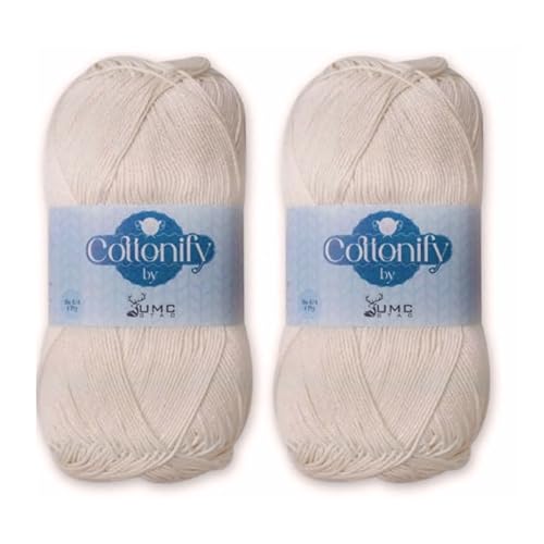 Cottonify Ne 6/4 Packung mit 2 Stück, 100 % gekämmte Baumwolle, merzerisiertes Häkel- und Strickgarn, mittelschwer, gasiertes und merzerisiertes weiches Garn, 100 g pro Knäuel, (2, Hautbraun 892) von Cottonify