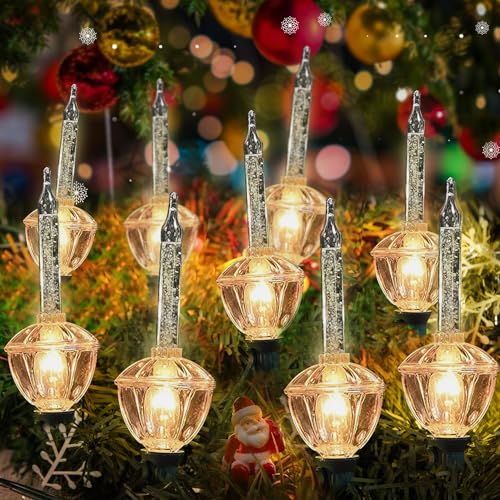 Couah Weihnachtsblasen-Lichterkette, silberfarben, glitzernd, mit 10 Glühbirnen (1 Ersatzlampe), 2,7 m Blasen-Lichter mit C7/E12-Sockel, traditionelle Weihnachtsbeleuchtung für Weihnachtsbaum von Couah