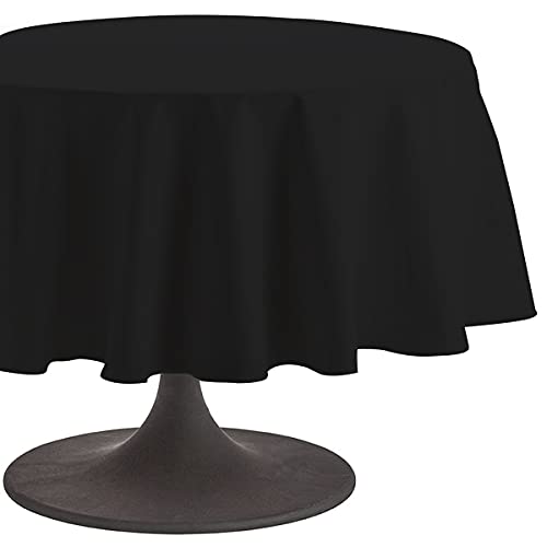 Coucke Tischdecke rund Uni Caviar Baumwolle, Baumwolle, Caviar, 180x180x0.03 cm von Coucke