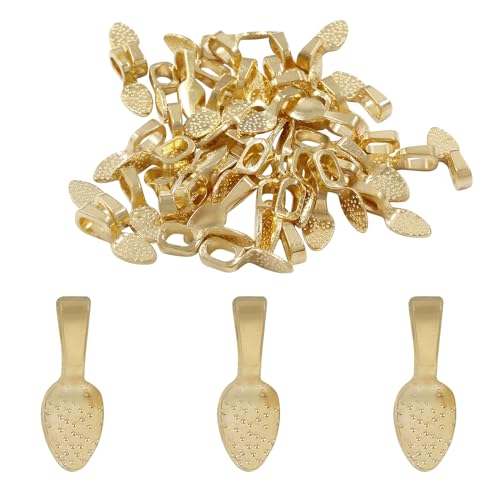 Coufce 100 Stück Löffelanhänger, Halskettenanhänger, Schmuck-Hardware-Bügel, zum Aufkleben für Schmuckherstellung (Gold) von Coufce
