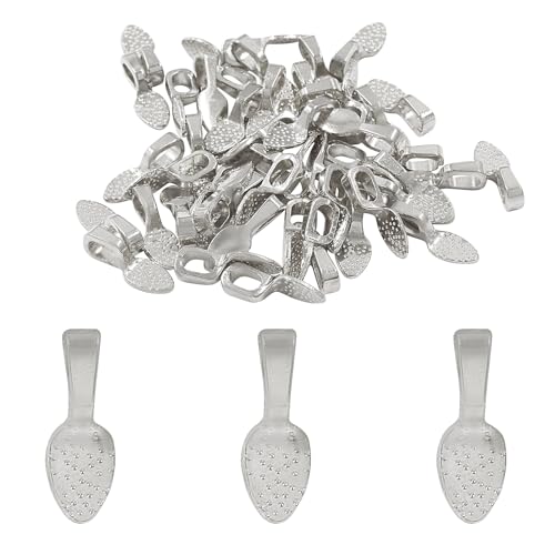 Coufce 100 Stück Löffelanhänger, Halskettenanhänger, Schmuck-Hardware-Bügel, zum Aufkleben für Schmuckherstellung (Silber) von Coufce