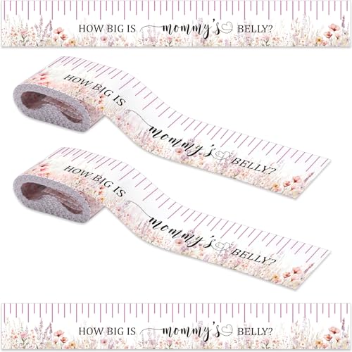 Coume 2 Rollen Maßband für Babypartys, 5,1 cm x 4,5 m, Bauch-Spielband für Babyparty, Partygeschenke und Zubehör (Wildblume) von Coume