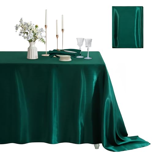 Counfeisly Rechteckige Tischdecke, schmutzabweisend, knitterfrei, seidig, weich, Satin-Esstischdecken für Esszimmer, Innen- und Außenbereich, 152,4 x 253,9 cm, Schwarzgrün, 1 Stück Counfeisly Rechteckige Tischdecke, schmutzabweisend, knitterfrei, seidig, weich, Satin-Esstischdecken für Esszimmer, Innen- und Außenbereich, 152,4 x 253,9 cm, Schwarzgrün, 1 Stück von Counfeisly