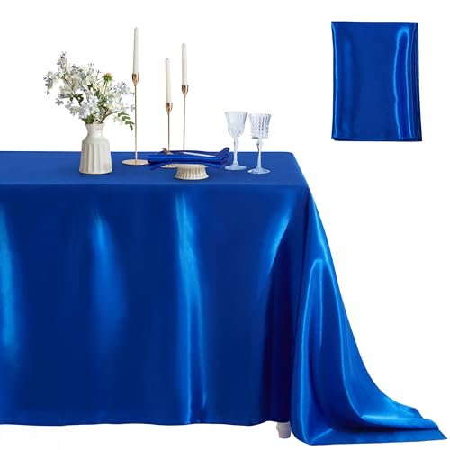Counfeisly Rechteckige Tischdecke, schmutzabweisend, knitterfrei, seidig, weich, Satin-Esstischdecken für Esszimmer, Innen- und Außenbereich, 152,4 x 308,5 cm, Königsblau, 1 Stück Counfeisly Rechteckige Tischdecke, schmutzabweisend, knitterfrei, seidig, weich, Satin-Esstischdecken für Esszimmer, Innen- und Außenbereich, 152,4 x 308,5 cm, Königsblau, 1 Stück von Counfeisly