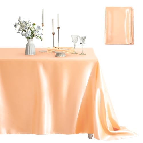 Counfeisly Satin-Tischdecke, rechteckig, seidig, weich, Satin-Esstischdecken für Hochzeitsbankett, Tischdekoration, Esszimmer, Innen- und Außenbereich, 152,4 x 253,9 cm, Pfirsichfarben, 1 Packung Counfeisly Satin-Tischdecke, rechteckig, seidig, weich, Satin-Esstischdecken für Hochzeitsbankett, Tischdekoration, Esszimmer, Innen- und Außenbereich, 152,4 x 253,9 cm, Pfirsichfarben, 1 Packung von Counfeisly