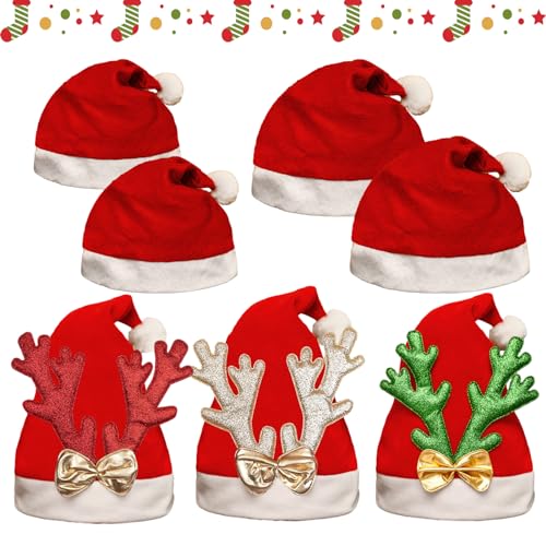 Counius 7 stücke Weihnachtsmütze erwachsene nikolausmütze Rentier Geweih haarreifen weihnachten Weihnachtsmann Mütze Rot für Weihnachts- und Weihnachtsfeier Gefälligkeiten Counius 7 stücke Weihnachtsmütze erwachsene nikolausmütze Rentier Geweih haarreifen weihnachten Weihnachtsmann Mütze Rot für Weihnachts- und Weihnachtsfeier Gefälligkeiten von Counius