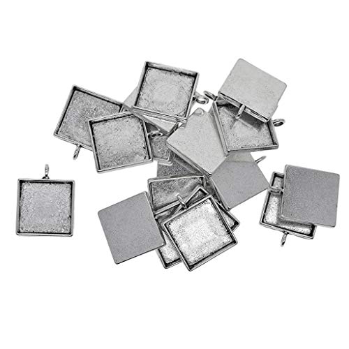 Courtieyeardceastea 20 Stück tibetische, silberne, blanko, 20 mm, quadratische Lünette, Cabochon-Anhänger Courtieyeardceastea 20 Stück tibetische, silberne, blanko, 20 mm, quadratische Lünette, Cabochon-Anhänger von Courtieyeardceastea