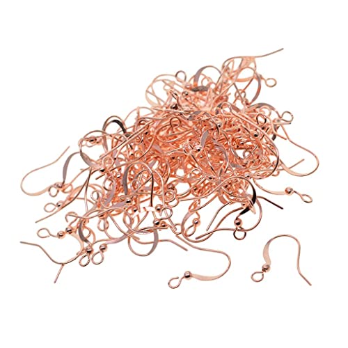Ohrringhaken aus Messing, Fischhaken, Ohrdraht, französischer Drahthaken, Roségold, 16 x 16 mm, 100 Stück von Courtieyeardceastea