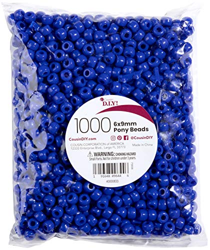 Cousin DIY Blaue Kunststoff-Pony-Mischung, 6 x 9 mm, blickdicht, 1000 Perlen von Cousin