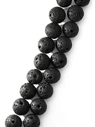 Cousin DIY Natürlicher schwarzer Lavastein, lose runde 8 mm Aromatherapie-Perlen für ätherische Öle und DIY-Schmuckherstellung, klein von Cousin DIY