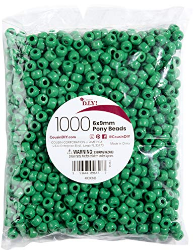Cousin DIY 40000836 Plastic Mix, 6x9mm in Opaque Green, Beads Pony-Perlenmischung, Kunststoff, 6 x 9 mm, undurchsichtiges Grün, 1000 Stück Cousin DIY 40000836 Plastic Mix, 6x9mm in Opaque Green, Beads Pony-Perlenmischung, Kunststoff, 6 x 9 mm, undurchsichtiges Grün, 1000 Stück von Cousin