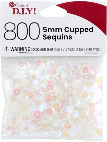 Cousin DIY 40000864 Cupped Sequins Kristall-Pailletten, schillernd, 5 mm, 800 Stück, Kunststoff Harz, farblos von Cousin