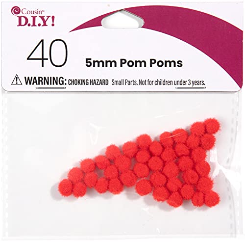 Cousin Pompons, 5 mm, Rot, 40 Stück von Cousin